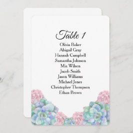 Convite Suculentas rosa azul. Gráficos de assentos para ca