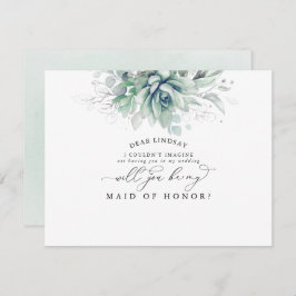Convite Suculente Proposta Greenery Silver Bridesmaid