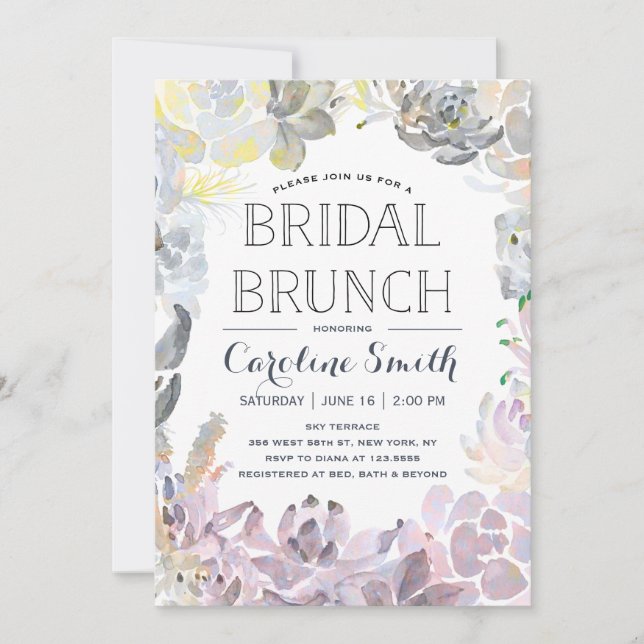 Convite Suculentes de água | Bridal Brunch (Frente)