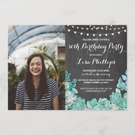 Convite Suculentes de giz de 30 de Festa de aniversário de