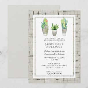 Convite Suculento de Cactus Aquarela Urbana Espanhola