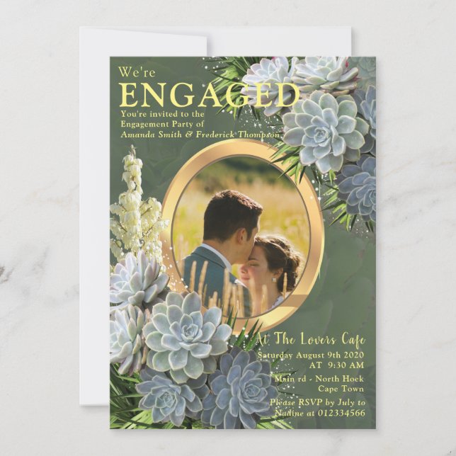 Convite Suculentos matizes de Blues pálidos (Frente)