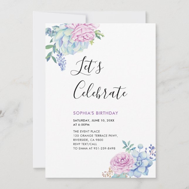 Convite Sucultivos Tropicais Festa de aniversário Adulta d (Frente)