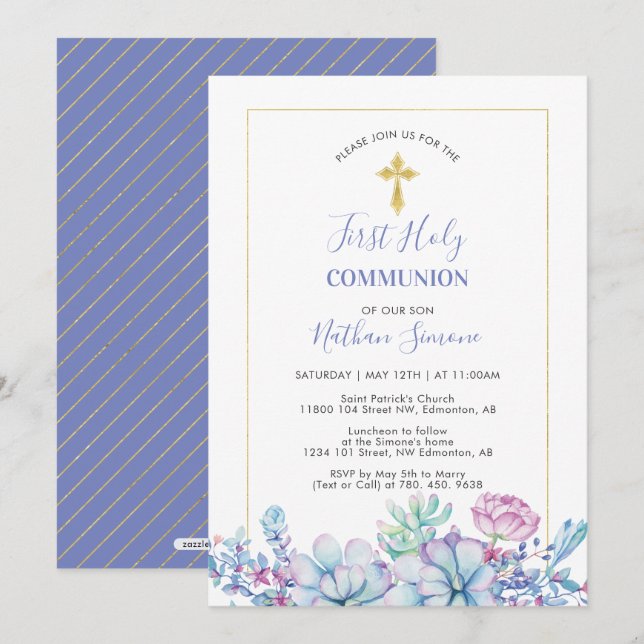 Convite Sucultos e Cruz | Primeira Comunidade Santa (Frente/Verso)