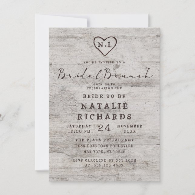 Convite Suecos entalados - Chá de Brunch Rustic Bridal (Frente)