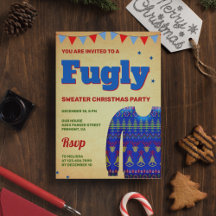 Suéter Azul Engraçado Feio Natal Festa de Natal