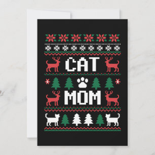 Convite Suéter Feio de Natal da Mamãe de Gato Pata Rena Xm