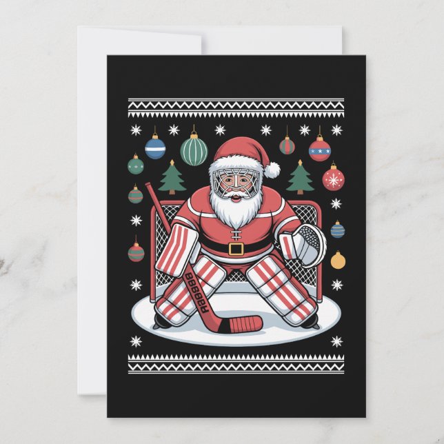 Convite Suéter Feio de Natal do Goleiro de Hóquei do Papai (Frente)