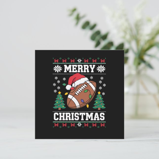 Convite Suéter Feio de Natal Estilo Papai Noel Futebol Ame (Em pé/Frente)