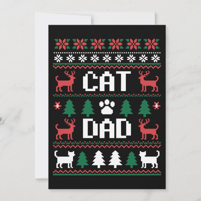 Convite Suéter Feio De Natal Pai De Gato Pata De Renas Nat (Frente)