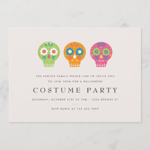 Convite Sugar Skulls Festas de Costume