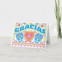 Sugar Skulls Gracias Folded Thank You Card