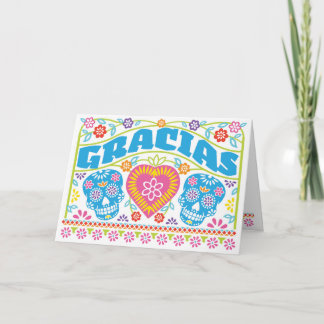 Convite Sugar Skulls Gracias Folded Thank You Card