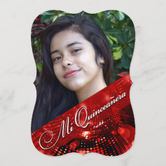 Convite Sugey2 Magic Lights Photo Quinceanera - vermelha