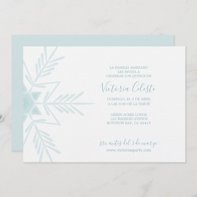 Convite SUÍÇA ESPANHOLA, INVERNO azul moderno (Frente/Verso)