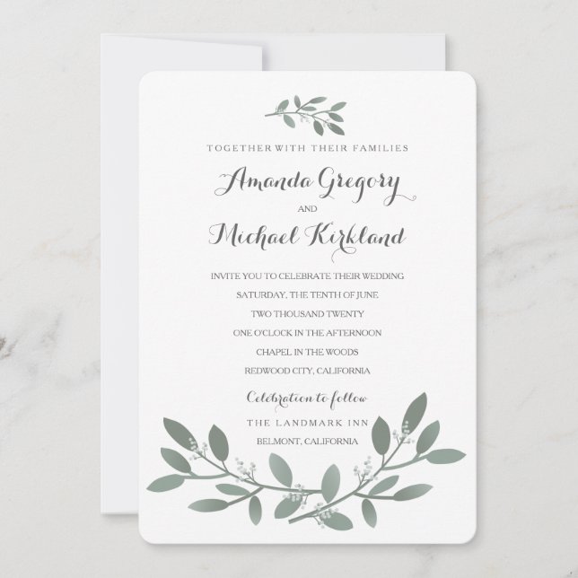 Convite Suite de Casamento Elegante Eucalyptus (Frente)