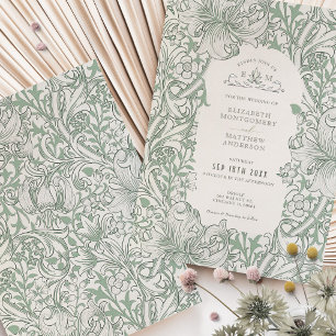 Convite Suite de Casamento Golden Lily Sage Green Morris
