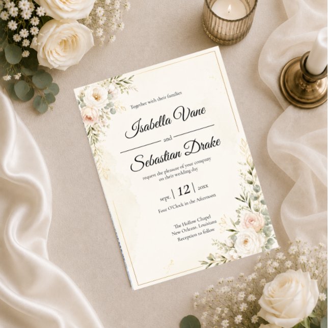 Convite Suíte de Noiva Floral Elegante (Criador carregado)