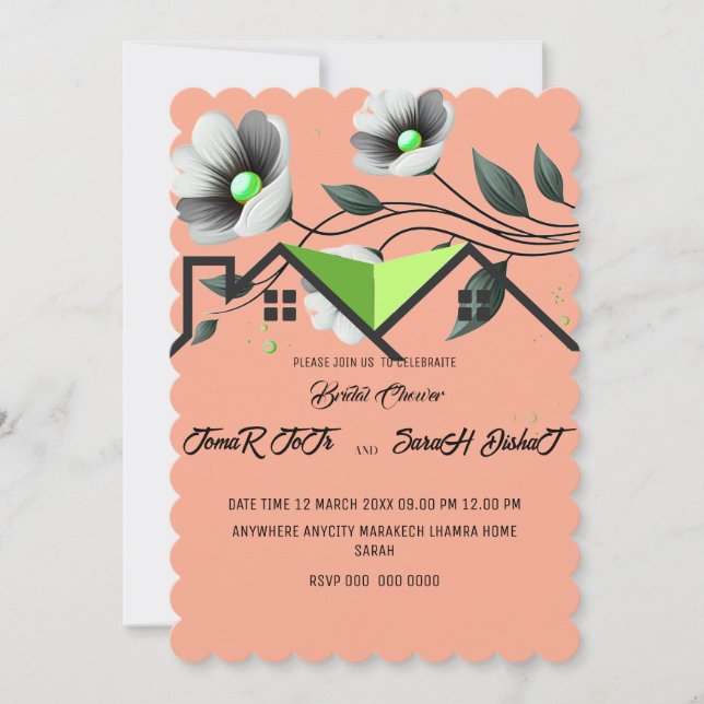Convite Suite, Wildflower Wedding Invitation Template, Pri (Frente)