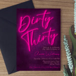 Convite Suja 30 - aniversário de 30 anos<br><div class="desc">O convite minimalista com as luzes Neon design e a cor rosa Fuschia foi usada no título para dar ao convite um olhar tantalizante com granito violeta escuro como textura no fundo para combinar.</div>