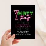 Convite Suja 30 Neon Green & Pink aniversário de 30 anos<br><div class="desc">Este brilhante e divertido design verde-néon e rosa está pronto para personalizar para uma festa de aniversário!</div>