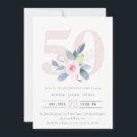 CONVITE SUJA AQUA BLUSH BLUE FLORAL 50º ANIVERSÁRIO DE QUA<br><div class="desc">Se você precisar de qualquer outra personalização ou qualquer outro item correspondente,  entre em contato comigo em yellowfebstudio@gmail.com</div>