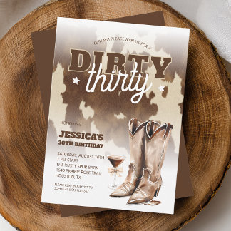 Convite Suja Trinta Cowgirl Partido aniversário de 30 anos