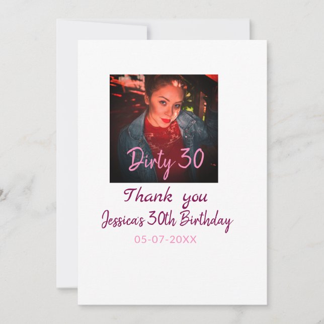 Convite Sujo 30 Adição de Apelido de Aniversário pink data (Frente)