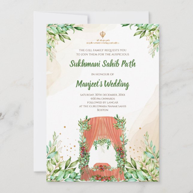 Convite Sukhmani Path e convite Digital Akhand Pat (Frente)