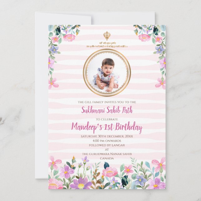 Convite Sukhmani Sahib caminho primeiro aniversario de con (Frente)