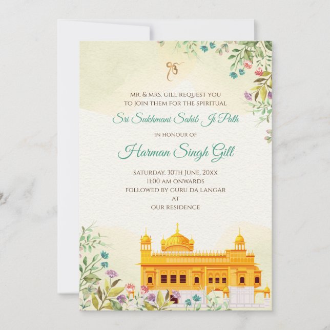 Convite Sukhmani sahib ji path digital invitation (Frente)