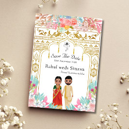 Convite Sul da Índia salve a data modelo