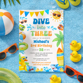 Convite Summer 3rd Birthday Invitation - Dive into Three