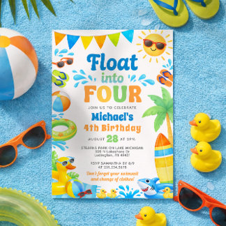 Convite Summer 4th Birthday Invitation - Float into Four