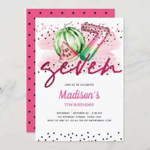 Convite Summer Balloon Letters Melon 7 Birthday