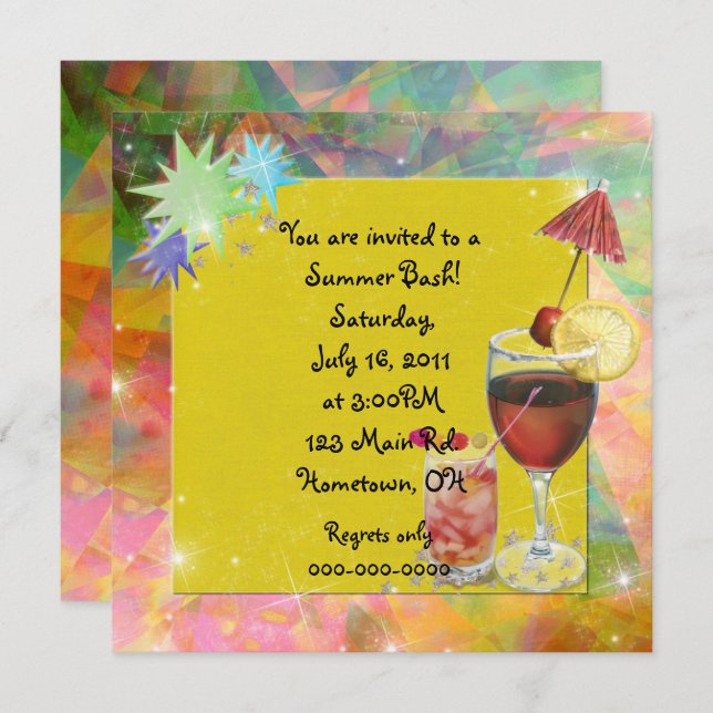 Convite Summer Bash Invite (Frente/Verso)
