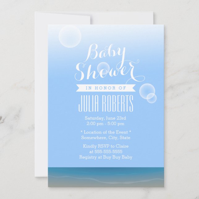 Convite Summer Beach Bubbles Baby Shower Invants (Frente)