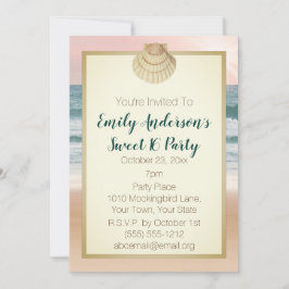 Convite Summer Beach Cream Seashell Pink Sunset Sweet 16