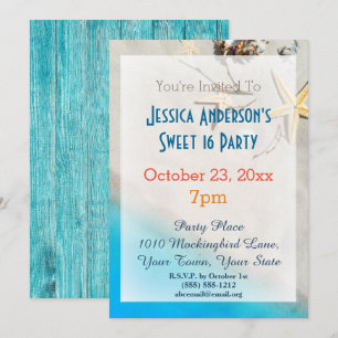 Convite Summer Beach Starfish 16 Aniversário