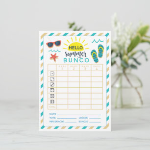 Convite Summer Bunco Score Card junho de julho