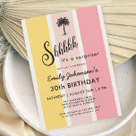Convite Summer Cabana Stripes aniversário de 30 anos<br><div class="desc">Um padrão brilhante e colorido de listras de cabana em cores de verão de amarelo e rosa faz este pop de convite aniversário de 30 anos com estilo costeiro. É uma escolha excelente para festas na praia, pela piscina, ou com um tema de verão. Um esboço de palmeira solteiro no...</div>