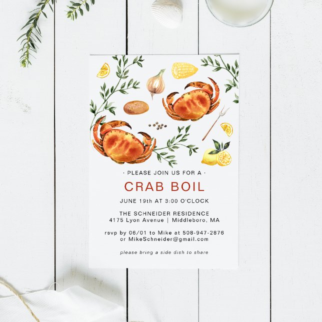 Convite Summer Crab Boil | Bolsa de Boil de Baixo País (Criador carregado)