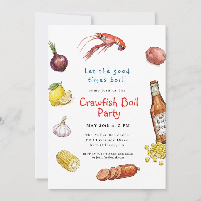 Convite Summer Crawfish Boil Seafood invitation (Frente)