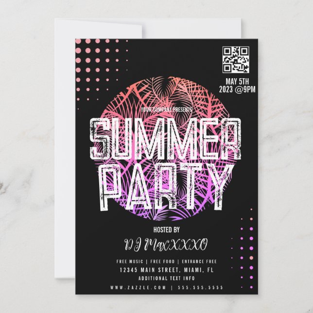 Convite Summer DJ Event Beach Party Bar Club Flyer (Frente)