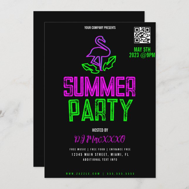 Convite Summer DJ Night Event Party Bar Club Flyer (Frente/Verso)