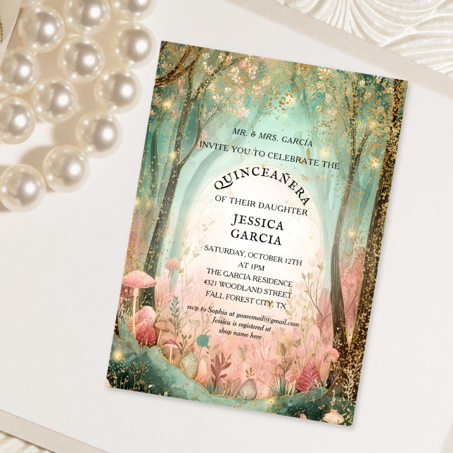 Convite Summer Fairy Tale Enchanted Forest  Quinceañera  (enchanted forest quinceanera invitation)