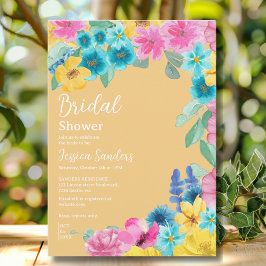 Convite Summer floral Bridal Shower with Photo Yellow