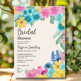 Convite Summer floral Bridal Shower with Photo Yellow