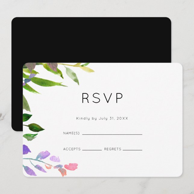 Convite Summer Floral Watercolor Weding RSVP (Frente/Verso)