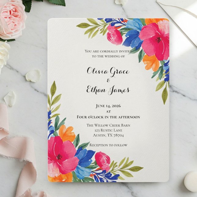 Convite Summer Floral Wedding Invitations - Floral Design (Criador carregado)